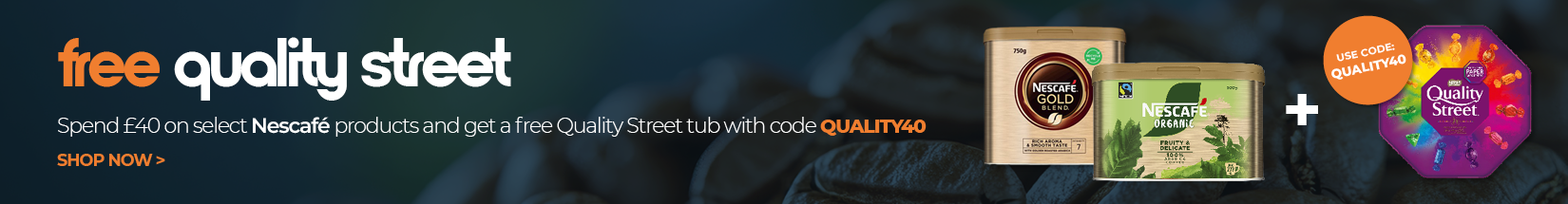Spend 40 on select Nescafe products and claim a free tub of Quality Street with code QUALITY40.